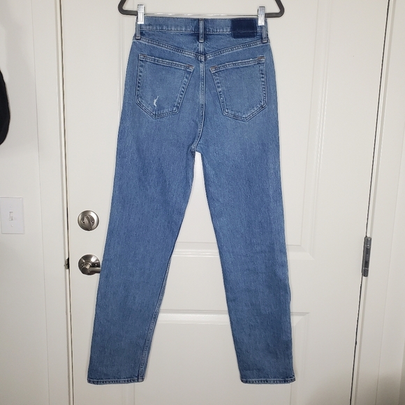 Abercrombie & Fitch Blue Dad High Rise Carpenter Straight Leg Jeans - Picture 8 of 12